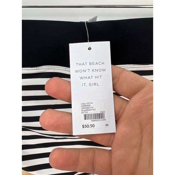 Swim By Cacique Sz 20 Black White Striped High Waisted Bikini Bottom Lane Bryant - Picture 4 of 6